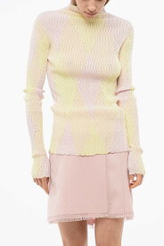 バーバリー BURBERRY セーター ニットウェア レディース Knitwear TURTLENECK SILK BLEND SWEATER WITH ARGYLE MOTIF 8081047 B8789 CAMEO IP PATTERN 関税 送料無料 ラッピング無料 2020SS dk