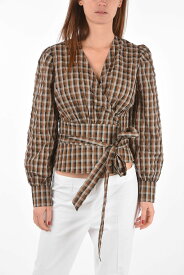 BAUM UND PFERDGARTEN バウム ウンド ヘルガーテン シャツ 21155PO C8359 レディース CHECKED BLOUSE WITH BELT 【関税・送料無料】【ラッピング無料】 dk