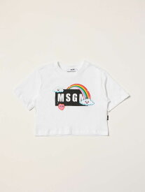 【本日5の付く日ポイント4倍!!】 MSGM エムエスジーエム ホワイト White Tシャツ ガールズ 春夏2022 MS028755 【関税・送料無料】【ラッピング無料】 gi