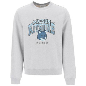 MAISON KITSUNE メゾン キツネ グレー Grigio Maison kitsune crew-neck sweatshirt with campus fox print トレーナー メンズ 秋冬2023 LM00305KM0001 【関税・送料無料】【ラッピング無料】 ik