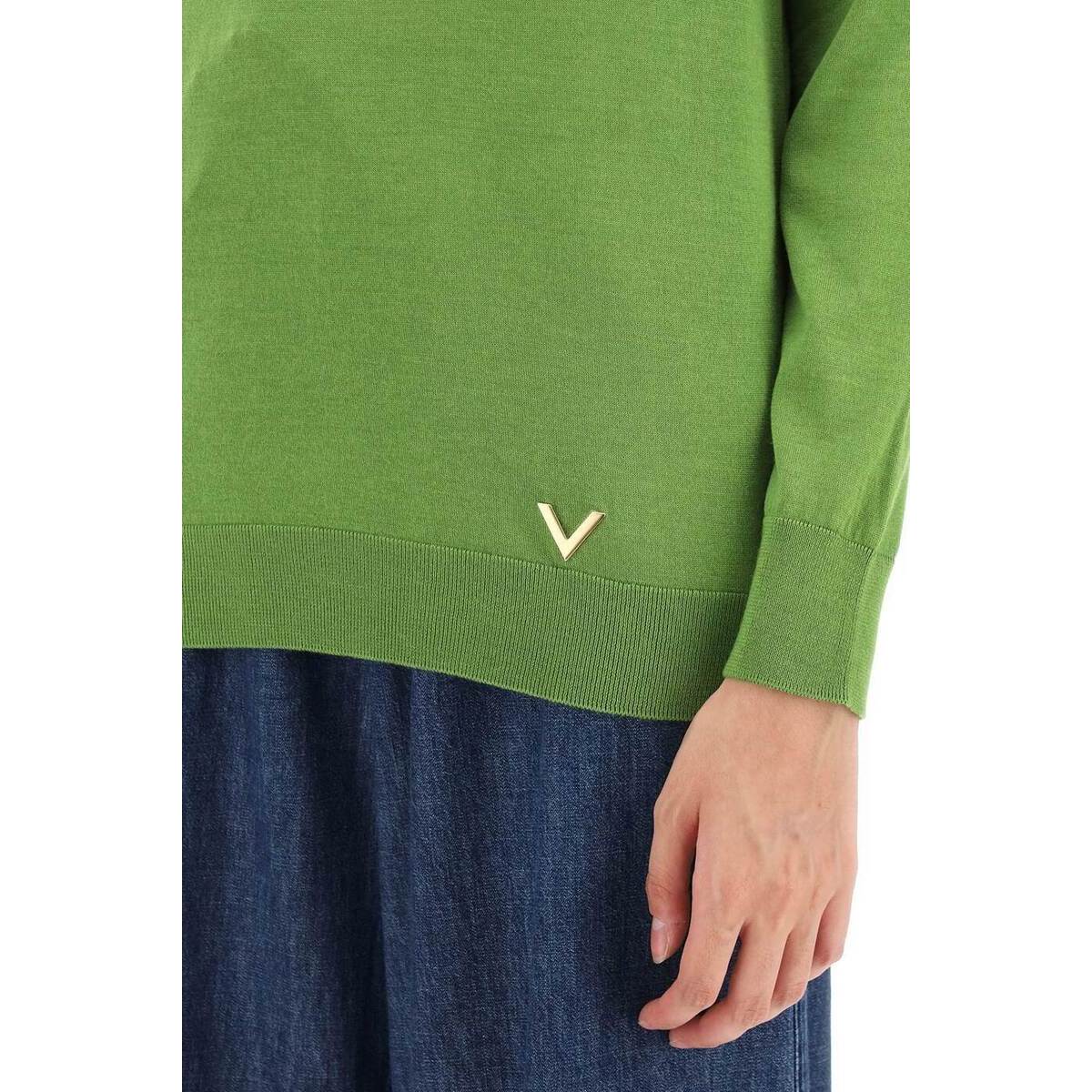 VALENTINO GARAVANI ヴァレンティノ ガラヴァーニ Verde Valentino garavani sweater in cashmere and silk with 'v gold' detail トレーナー レディース 秋冬2023 3B3KC48D830  ik