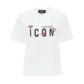 DSQUARED2 ディースクエアード ホワイト Bianco Dsquared2 'icon game lover' t-shirt Tシャツ レディース 秋冬2023 S80GC0059 S23009 【関税・送料無料】【ラッピング無料】 ik
