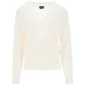 【本日5の付く日ポイント4倍!!】 TOM FORD トム フォード ホワイト Bianco Tom ford sweater in cashmere and silk トレーナー レディース 秋冬2023 MAK912 YAX087 【関税・送料無料】【ラッピング無料】 ik