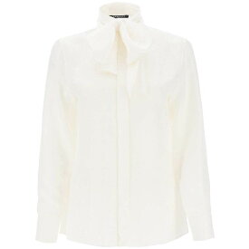 VERSACE ヴェルサーチ ホワイト Bianco Versace 'versace allover' lavalliere shirt シャツ レディース 秋冬2023 1011258 1A08446 【関税・送料無料】【ラッピング無料】 ik