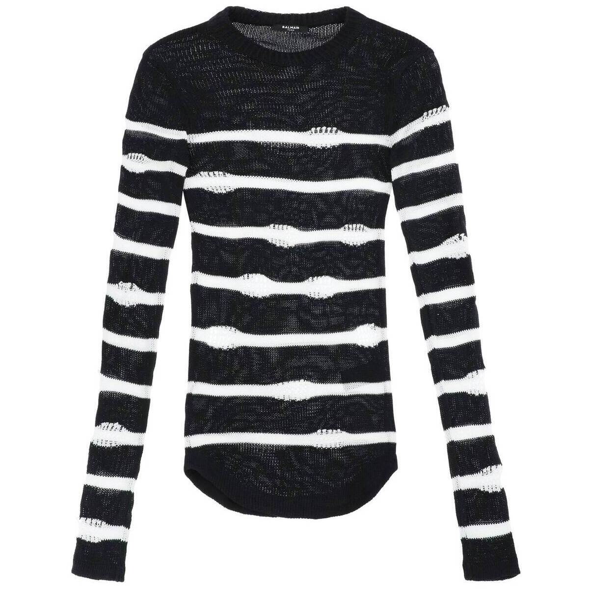 BALMAIN バルマン Colori misti Balmain striped sweater in distressed cotton トレーナー メンズ 秋冬2022 YH1EL000JD36  ik