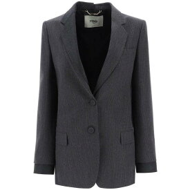 FENDI フェンディ グレー Grigio Fendi double-layer-effect pinstriped jacket ジャケット レディース 秋冬2023 FJ7427 AM3P 【関税・送料無料】【ラッピング無料】 ik