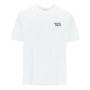 MAISON KITSUNE ] Lcl zCg Bianco Maison kitsune t-shirt with logo lettering TVc Y t2024 MM00126KJ0118 y֐ŁEzybsOz ik