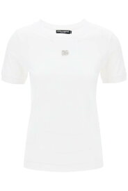 DOLCE&GABBANA ドルチェ&ガッバーナ ホワイト Bianco Dolce & gabbana t-shirt logo dg crystal Tシャツ レディース 春夏2024 F8U08Z G7B3U 【関税・送料無料】【ラッピング無料】 ik