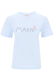 MARNI マルニ ブルー Celeste Marni hand-embroidered logo t-shirt Tシャツ レディース 春夏2024 THJE0293S0UTC017 【関税・送料無料】【ラッピング無料】 ik