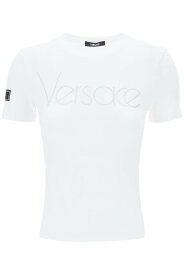 VERSACE ヴェルサーチ ホワイト Bianco Versace "logo rhinestone t-shirt Tシャツ レディース 春夏2024 1015300 1A10611 【関税・送料無料】【ラッピング無料】 ik