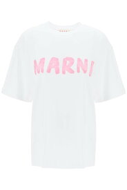 MARNI マルニ ホワイト Bianco Marni t-shirt with maxi logo print Tシャツ レディース 春夏2024 THJET49EPHUSCS11 【関税・送料無料】【ラッピング無料】 ik