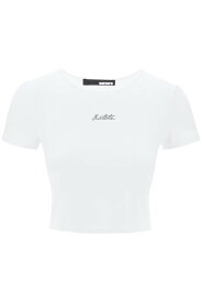 ROTATE ロテート ホワイト Bianco Rotate cropped t-shirt with embroidered lurex logo Tシャツ レディース 春夏2024 112310400 【関税・送料無料】【ラッピング無料】 ik