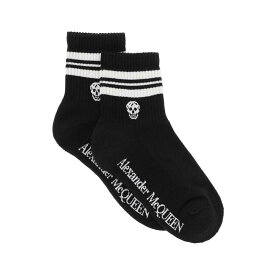 ALEXANDER MCQUEEN アレキサンダー マックイーン ブラック Nero Alexander mcqueen stripe skull sports socks ソックス レディース 秋冬2023 645423 3D17Q 【関税・送料無料】【ラッピング無料】 ik