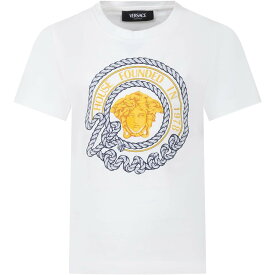 VERSACE ヴェルサーチェ ホワイト White トップス ボーイズ 春夏2024 1000129 1A09841 2W070 【関税・送料無料】【ラッピング無料】 ia