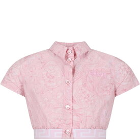 【楽天スーパーSALE!!50000円以上3000円OFFクーポン対象】 VERSACE ヴェルサーチェ ピンク Pink シャツ ガールズ 春夏2024 1012673 1A09671 2PR10 【関税・送料無料】【ラッピング無料】 ia