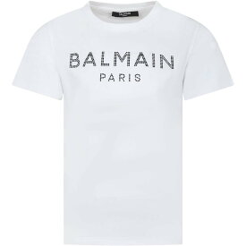 BALMAIN バルマン ホワイト White トップス ガールズ 春夏2024 BU8A91 Z0057 100NE 【関税・送料無料】【ラッピング無料】 ia