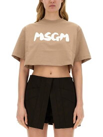 【本日5の付く日ポイント4倍!!】 MSGM エムエスジーエム ベージュ BEIGE Tシャツ レディース 春夏2024 3641MDM100_24700223 【関税・送料無料】【ラッピング無料】 ia