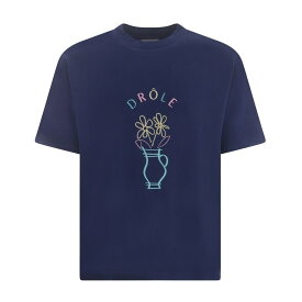 DROLE DE MONSIEUR ドロール ド ムッシュ ブルー Blu Tシャツ メンズ 春夏2023 TS144-CO002 NAVY 【関税・送料無料】【ラッピング無料】 ia