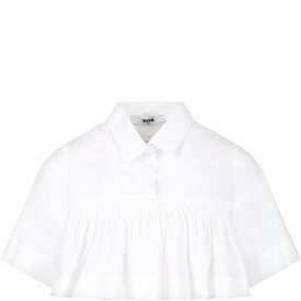 MSGM エムエスジーエム ホワイト White シャツ ガールズ 春夏2023 MS029412 001 【関税・送料無料】【ラッピング無料】 ia