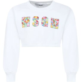 MSGM エムエスジーエム ホワイト White トップス ガールズ 春夏2023 MS029449 001 【関税・送料無料】【ラッピング無料】 ia