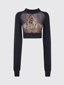 �W�����|�[���E�S���`�G JEAN PAUL GAULTIER T�V���c �g�b�v�X ���f�B�[�X �u���b�N T-shirts and tops 2503WPO017K002 �֐� �������� 2025AW gi