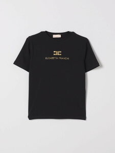 �G���U�x�b�^ �t�����L ELISABETTA FRANCHI LA MIA BAMBINA �����O�X���[�uT�V���c T�V���c �K�[���Y �u���b�N Long sleeve t-shirts EFTS2600JE006 �֐� �������� 2026SS gi