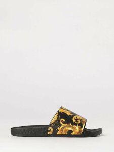 ���F���T�[�` �W�[���Y �N�`���[�� VERSACE JEANS COUTURE �t���b�g�V���[�Y �T���_�� �����Y �u���b�N Flat Shoes 80YA3SQ4ZS365 �֐� �������� 2026SS gi