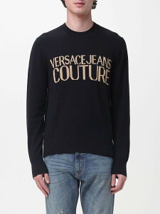���F���T�[�` �W�[���Y �N�`���[�� VERSACE JEANS COUTURE �Z�[�^�[ �j�b�g�E�F�A �����Y �u���b�N Knitwear 80GAFM01CM06H �֐� �������� 2026SS gi
