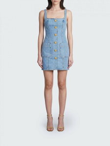 �o���}�� BALMAIN �����s�[�X �h���X ���f�B�[�X �l�C�r�[ Dresses GF1R2531DG11 �֐� �������� 2026SS gi