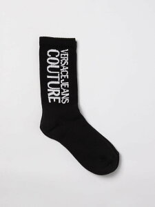 ���F���T�[�`�F�E�W�[���Y�E�N�`���[�� VERSACE JEANS COUTURE �C�� �\�b�N�X ���f�B�[�X �u���b�N Socks 77HA0J03ZG081 Black �֐� �������� 2024AW gi