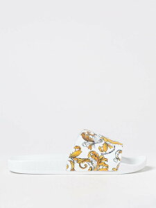 ���F���T�[�` �W�[���Y �N�`���[�� VERSACE JEANS COUTURE �t���b�g�V���[�Y �T���_�� �����Y �z���C�g Flat Shoes 78YA3SQ4ZS365 �֐� �������� 2025SS gi