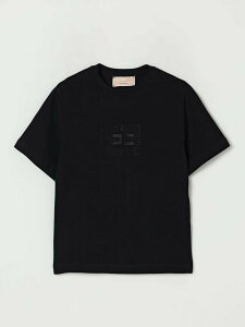 �G���U�x�b�^ �t�����L ELISABETTA FRANCHI LA MIA BAMBINA �����O�X���[�uT�V���c T�V���c �K�[���Y �u���b�N Long sleeve t-shirts EFTS249JE006 �֐� �������� 2025AW gi