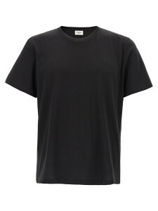 �C�� �T�����[���� SAINT LAURENT PARIS T�V���c �����Y �u���b�N T-shirts 'Cassandre' embroidery t-shirt 819395Y2ZJ21000 Black �֐� �������� 2025AW ju