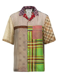 �}���[���Z�� MARINE SERRE �V���c ���f�B�[�X �}���`�J���[ Shirts 'Regenerated Silk Scarves Bowling' shirt USI025AUWOV0028MU00 Multicolor �֐� �������� 2025SS ju