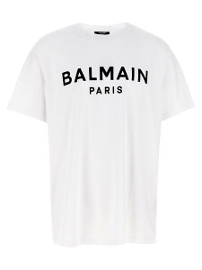 �o���}�� BALMAIN T�V���c �����Y �z���C�g T-shirts Logo T-shirt EH1EG010BB73GAB White/Black �֐� �������� 2025SS ju