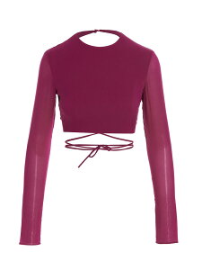 THE ANDAMANE T�V���c �g�b�v�X ���f�B�[�X �p�[�v�� T-shirts and tops Cropped georgette top T130909ATNS038CICLAMINO Fuchsia �֐� �������� 2023SS ju