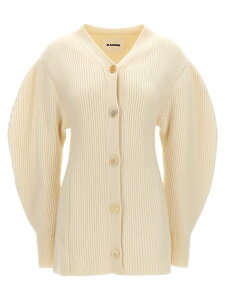 �W���T���_�[ JIL SANDER �Z�[�^�[ �j�b�g�E�F�A ���f�B�[�X �z���C�g Knitwear Ribbed cardigan J03HP0010J14747105 White �֐� �������� 2024AW ju