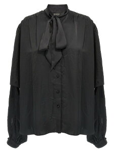 �o�����V�A�K BALENCIAGA �V���c ���f�B�[�X �u���b�N Shirts 'Double Sleeve' shirt 814139TKN011000 Black �֐� �������� 2025SS ju