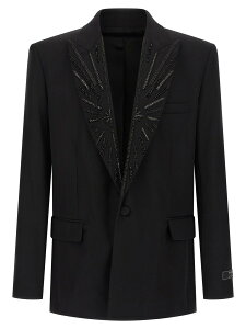 �o���}�� BALMAIN �W���P�b�g �����Y �u���b�N Jackets Crystal blazer GH1SE492PD31EAP Black �֐� �������� 2026SS ju