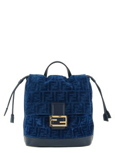 �t�F���f�B FENDI �����b�N�T�b�N �o�b�N�p�b�N ���f�B�[�X �u���[ Backpacks and bum bags FF flocked denim backpack 8BZ057AWDVF1UJW Blue �֐� �������� 2026SS ju