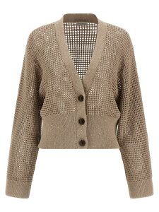 �u���l���N�`�l�� BRUNELLO CUCINELLI �Z�[�^�[ �j�b�g�E�F�A ���f�B�[�X �x�[�W�� Knitwear Cadrigan sequin mesh MDV762106C069 Beige �֐� �������� 2026SS ju
