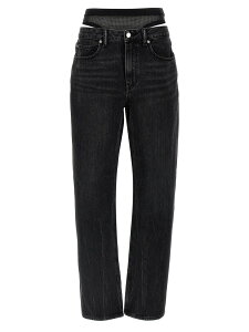 �f�j�� �G�b�N�X �A���L�T���_�[ ���� DENIM X ALEXANDER WANG �f�j�� ���f�B�[�X �u���b�N Jeans 'Slit Hem Prestyle Hotfix Mesh Undie' jeans 4DC4244475015 Black �֐� �������� 2024AW ju