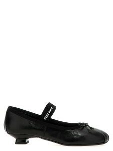 �~���E �~���E MIU MIU �n�C�q�[�� �p���v�X ���f�B�[�X �u���b�N High heels Logo bow ballet flats 5I348EF025011F0002 Black �֐� �������� 2025SS ju