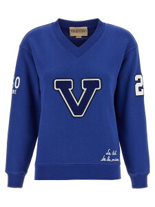 ���@�����e�B�m �K�����@�[�j VALENTINO GARAVANI �g���[�i�[ ���f�B�[�X �u���[ Sweatshirts Valentino Garavani 'Chat de la Maison' sweatshirt B3MF24V9KYAF9 Blue �֐� �������� 2025AW ju