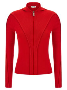���B�N�g���A�x�b�J�� VICTORIA BECKHAM �Z�[�^�[ �j�b�g�E�F�A ���f�B�[�X ���b�h Knitwear Hooded cardigan 1325KTP006406ABRIGHTROSE Red �֐� �������� 2025AW ju