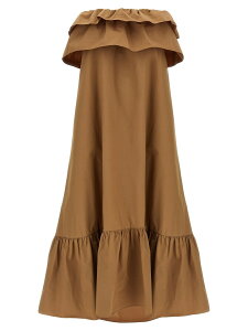 �C�� �T�����[���� SAINT LAURENT PARIS �����s�[�X �h���X ���f�B�[�X �u���E�� Dresses Flounce dress 818380YZ9AN2560 Brown �֐� �������� 2025SS ju