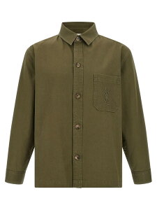 �C�� �T�����[���� SAINT LAURENT PARIS �V���c �����Y �O���[�� Shirts 'Cassandre' overshirt 838697Y253W3530 Green �֐� �������� 2025AW ju