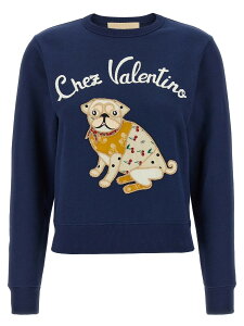 ���@�����e�B�m �K�����@�[�j VALENTINO GARAVANI �g���[�i�[ ���f�B�[�X �u���[ Sweatshirts Valentino Garavani 'Chez Valentino' sweatshirt B3MF24Z9L8D51 Blue �֐� �������� 2025AW ju