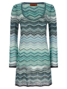 �~�b�\�[�j MISSONI �����s�[�X �h���X ���f�B�[�X �O���[�� Dresses Chevron lame dress DS26SG23BK01H9SMSN4 Green �֐� �������� 2026SS ju
