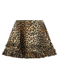 �K�j�[ GANNI �X�J�[�g ���f�B�[�X �u���E�� Skirts 'Leopard Duchesse Nylon Mini Frill' skirt A1090087859 Brown �֐� �������� 2026SS ju